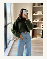 Women's Long Sleeve Jumper in Army Green - original-tratada
