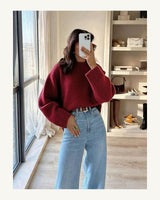 Women's Long Sleeve Jumper in Burgundy - original-tratada