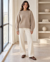 Women's Long Sleeve Jumper in Camel styled with neutral pieces