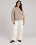 Women's Long Sleeve Jumper in Camel on a neutral background