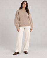 Women's Long Sleeve Jumper in Camel on a neutral background