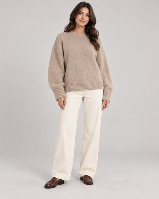 Women's Long Sleeve Jumper in Camel on a neutral background