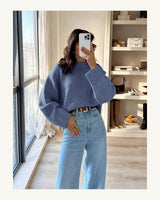 Women's Long Sleeve Jumper in Denim Blue - original-tratada
