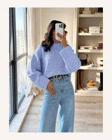 Women's Long Sleeve Jumper in Light Blue - original-tratada