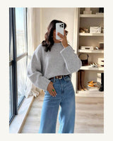 Women's Long Sleeve Jumper in Light Grey - original-tratada