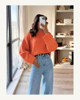 Women's Long Sleeve Jumper - Coral Red in Bright Orange - original-tratada