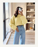 Women's Long Sleeve Jumper - Coral Red in Bright Yellow - original-tratada