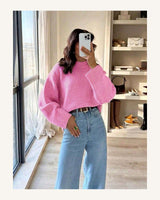 Women's Long Sleeve Jumper - Coral Red in Bubblegum Pink - original-tratada