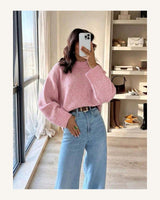 Women's Long Sleeve Jumper - Coral Red in Ice Plum Pink - original-tratada