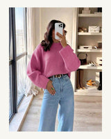Women's Long Sleeve Jumper - Coral Red in Light Rose Red - original-tratada