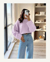 Women's Long Sleeve Jumper - Coral Red in Pinkish Purple - original-tratada