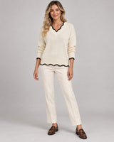 Women's Long Sleeve Jumper in Apricot on a neutral background
