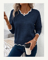 Women's Long Sleeve Jumper in Navy Blue - original-tratada