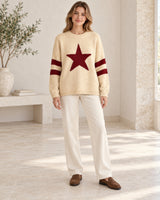 Women's Crew Neck Jumper in Apricot styled with neutral pieces