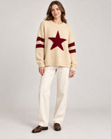 Women's Crew Neck Jumper in Apricot on a neutral background