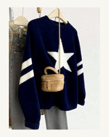 Women's Crew Neck Jumper in Navy Blue - original-tratada