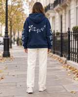 Women's Sweatshirt in Navy Blue styled on a London autumn street