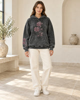 Women's Sweatshirt in Black styled with neutral pieces