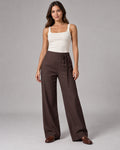 Women's Trousers in Coffee Brown on a neutral background
