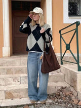women s long sleeve crew neck jumper 3d26be in Black/Grey