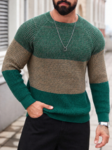 men s colourblock long sleeve crew neck jumper 1c5d3d in Dark Green