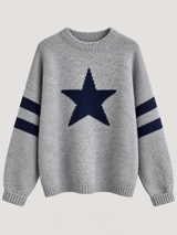 women s striped long sleeve crew neck jumper 3658ea in Grey