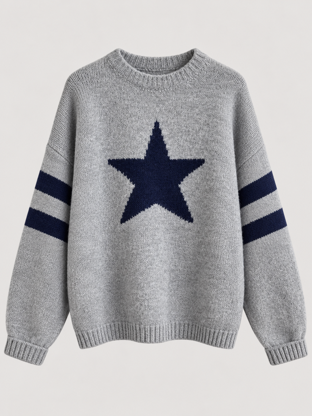 women s striped long sleeve crew neck jumper 3658ea in Grey