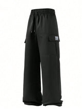 Men's black wide-leg cargo trousers, original product view