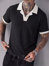 men s checked short sleeve polo shirt 81c811 1 in Black