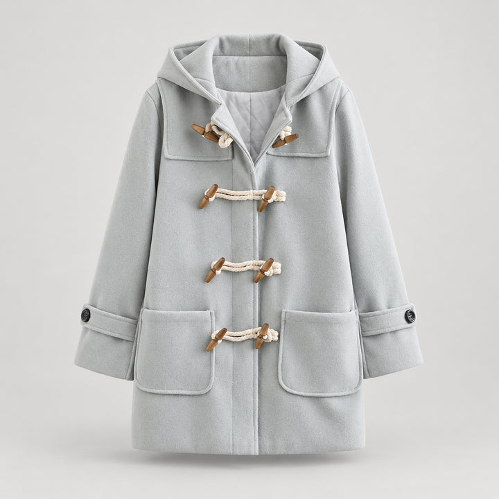 Duffle coat for women with a loose fit and horn style buttons — Green