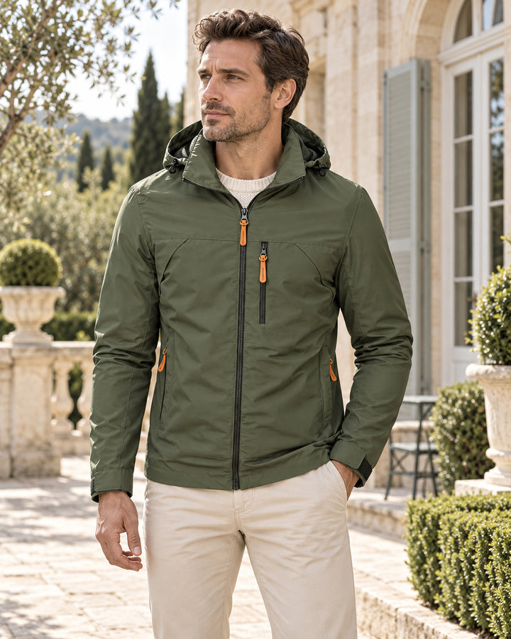 Jacket for men with a relaxed fit and a hood — Army Green