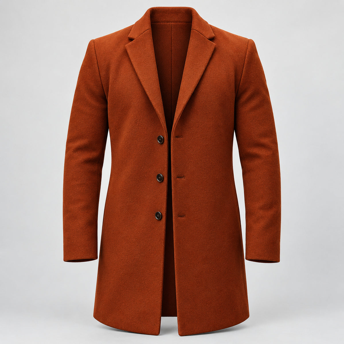Trench coat for men with a sculpted cut and fluid drape — Brown