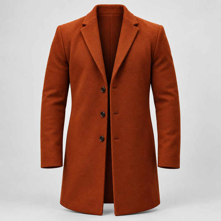 Trench coat for men with a sculpted cut and fluid drape — Brown