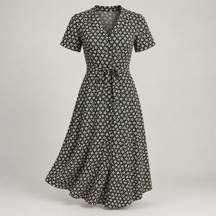 Mid-Length Buttoned Robe — Black