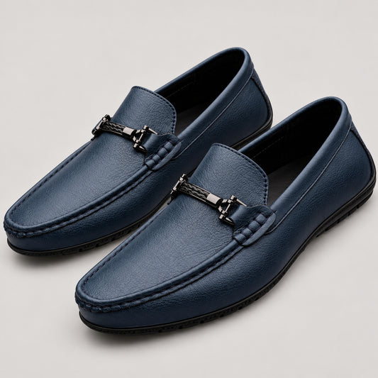 Loafers for men with buckle detailing — Blue