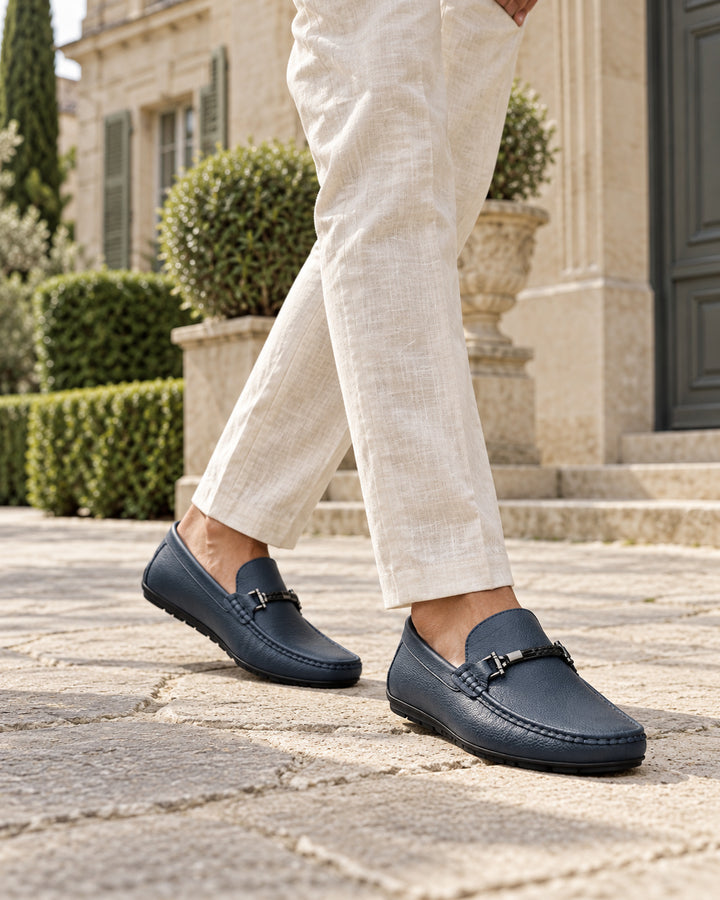 Loafers for men with buckle detailing — Blue