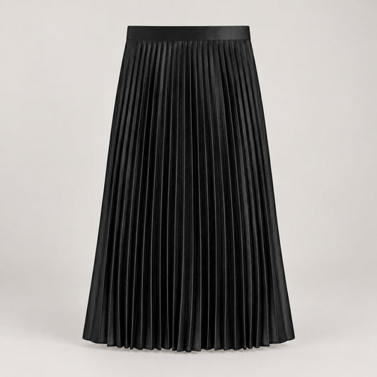 Skirt for women with a satin finish and high waist — Black