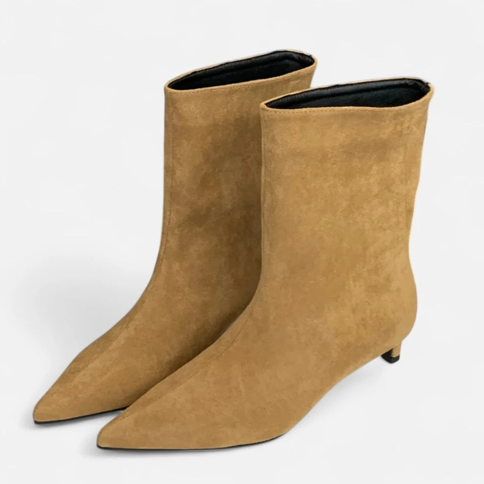 A pair of tan boots.